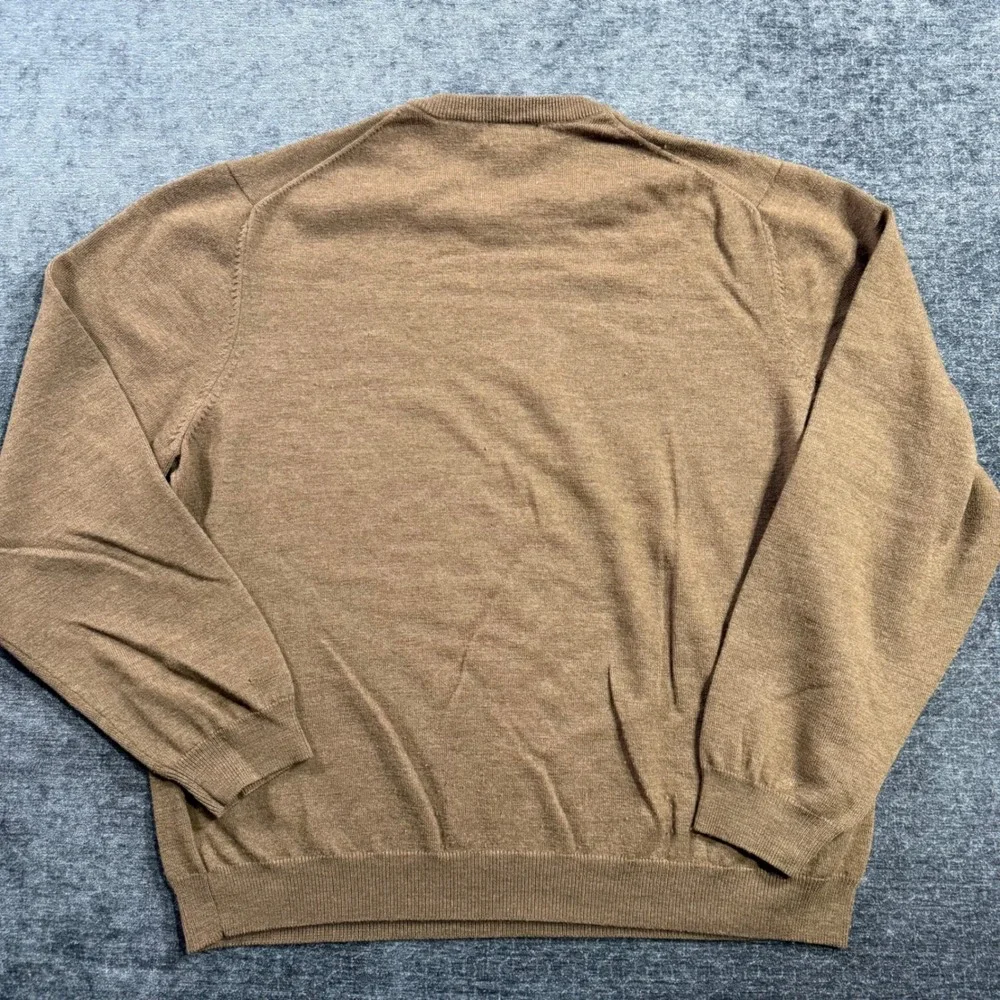 Brooks Brothers 346 Mens XL Merino Wool Blend Crewneck Sweater Tan Brown Classic